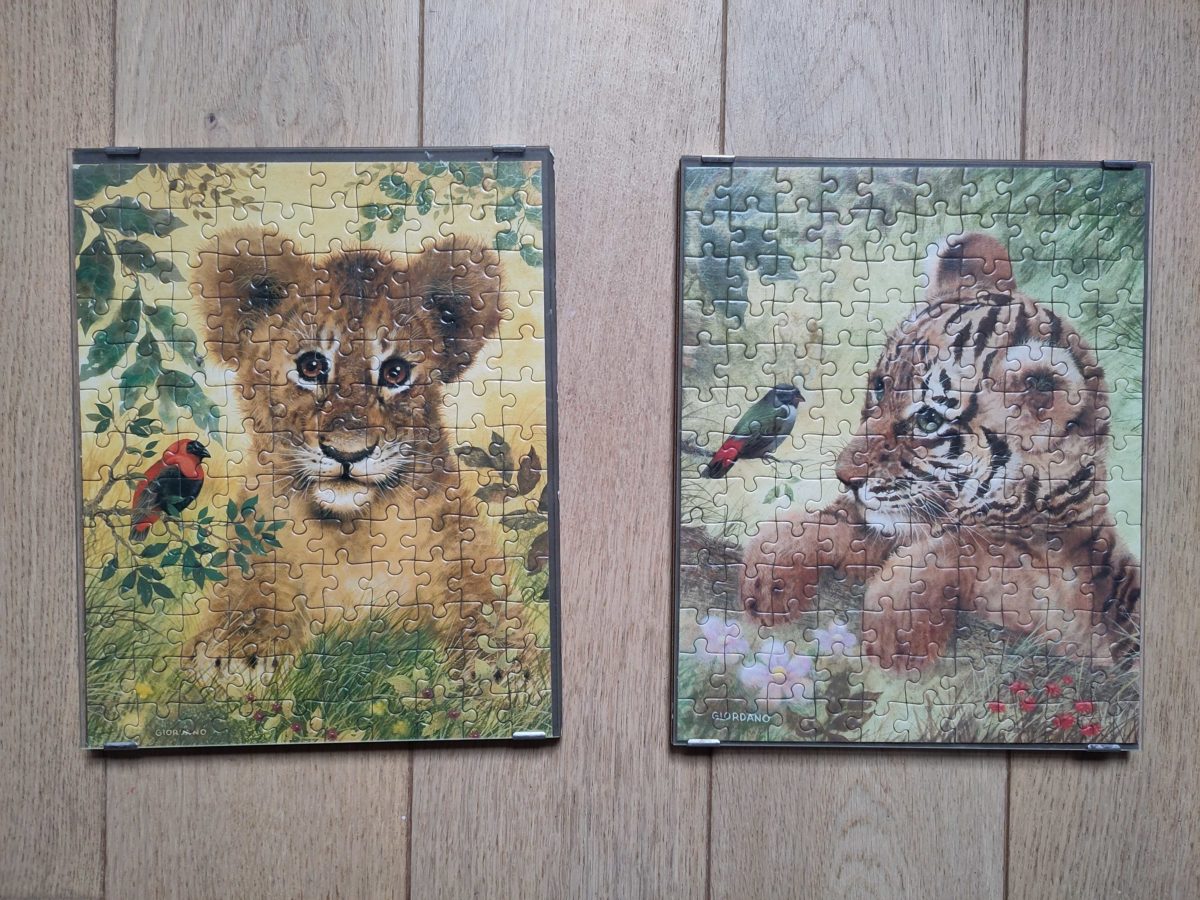 Cadre et puzzles lion tigre-1